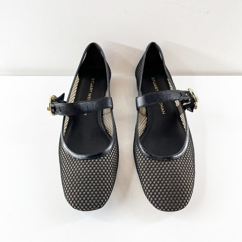 Stuart Weitzman Arabella Mesh Mary Jane Ballet Flats Black 9.5 - Picture 5 of 10